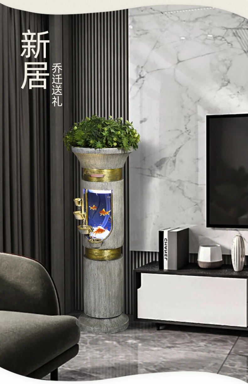 living room running water fountain fish tank modern light luxury home decoration TV cabinet