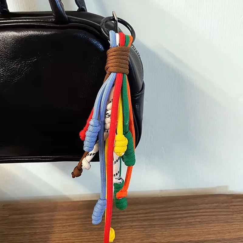 Korean Charm Vintage Rainbow Climbing Rope Keychain Bohemian Fashion Aesthetic Keychain Bag Pendant Jewelry Accessories image 3