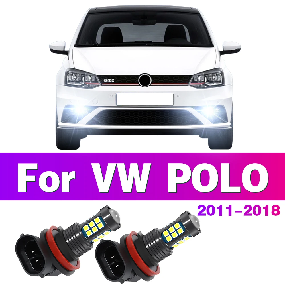 Lâmpadas de nevoeiro dianteiro LED carro, Auto Acessório, Lâmpada para VW Volkswagen POLO 6R, MK6, 2011, 2012, 2013, 2014, 2015, 2016, 2017, 2018, 2pcs