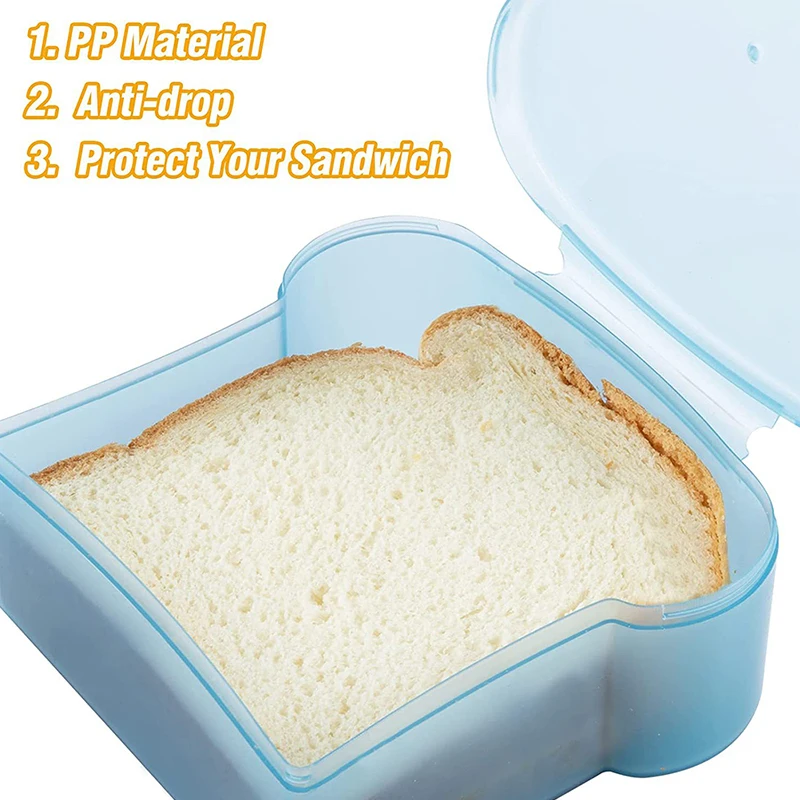 Silicone Bread Container Portable Sushi Dessert Sandwich Toast Food Storage Box Microwaveable Transparent Kitchen Lunch Bento Bo