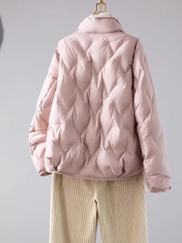 

Lightweight ort Women's down Jaet 90 White Du Feather Casual Faionable Korean Sle Commute Straight Fit Warm Coat