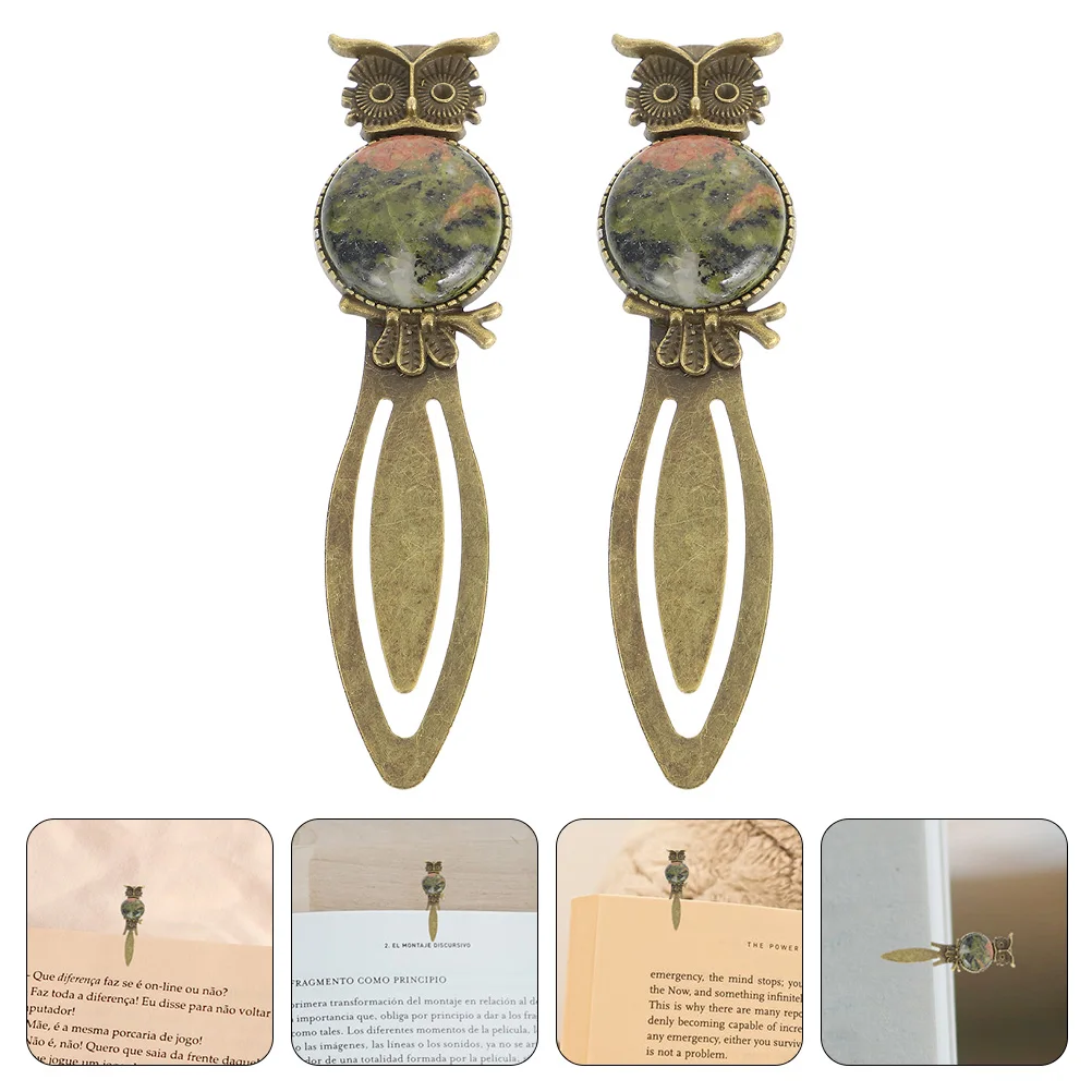 

2pcs Shaped Bookmarks Zinc Alloy Retro Owl Bookmark Student Gifts Metal Book Markers Decorative Owl Page Holders For