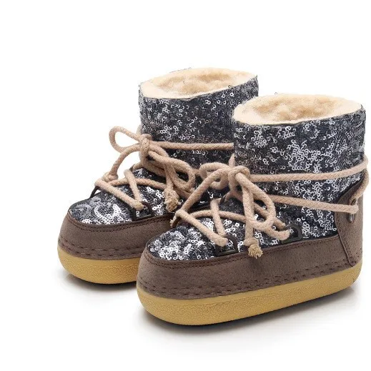 Fish Scale Space Boots Women Winter Snow Boots Thick Fur Lining Warm Anti Cold Snowshoes