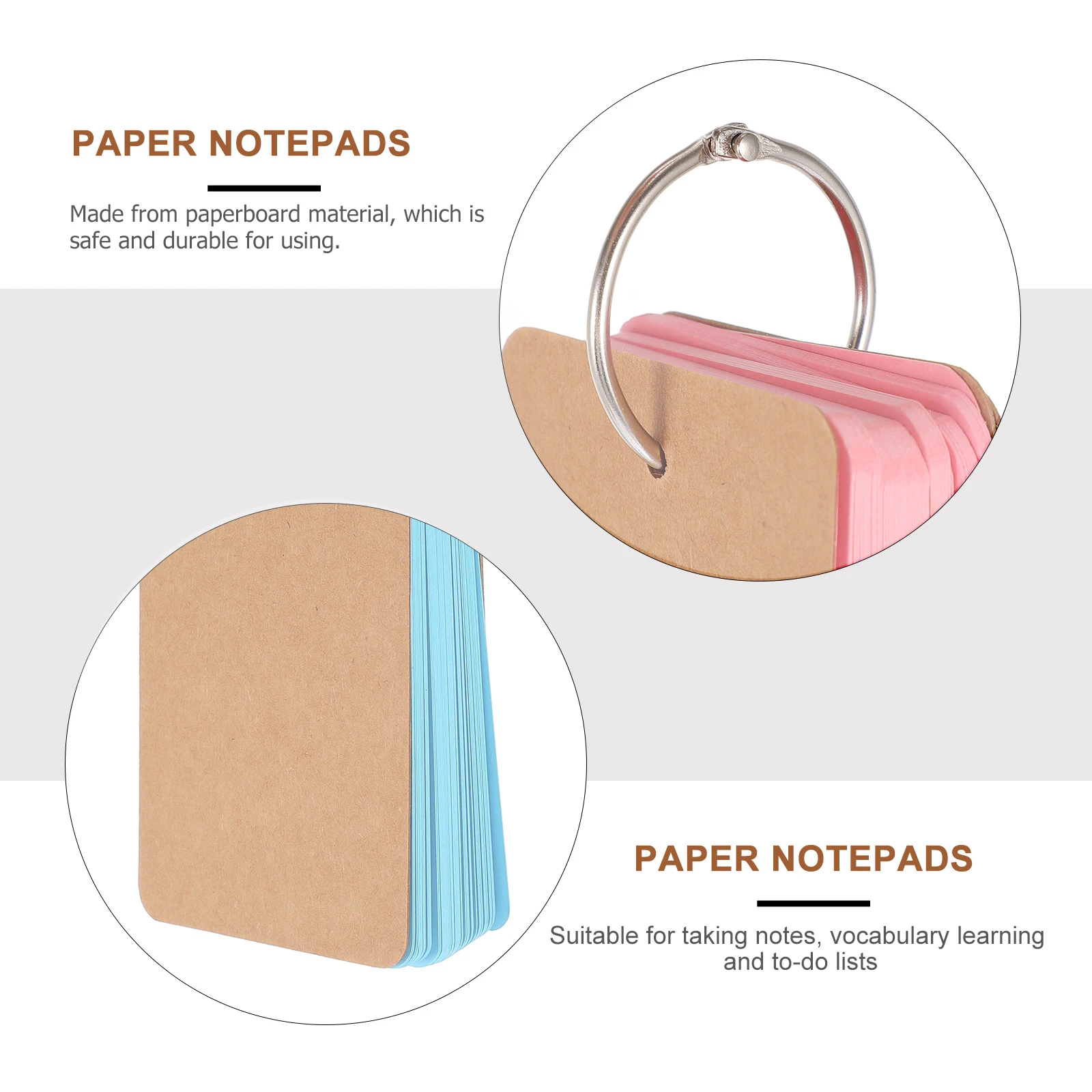 

6 pcs Multicolor Blank Word Cards Hole Punch Notebooks Iron Ring Binder 50Pages Each DIY Studying Office Supplies Flashcards