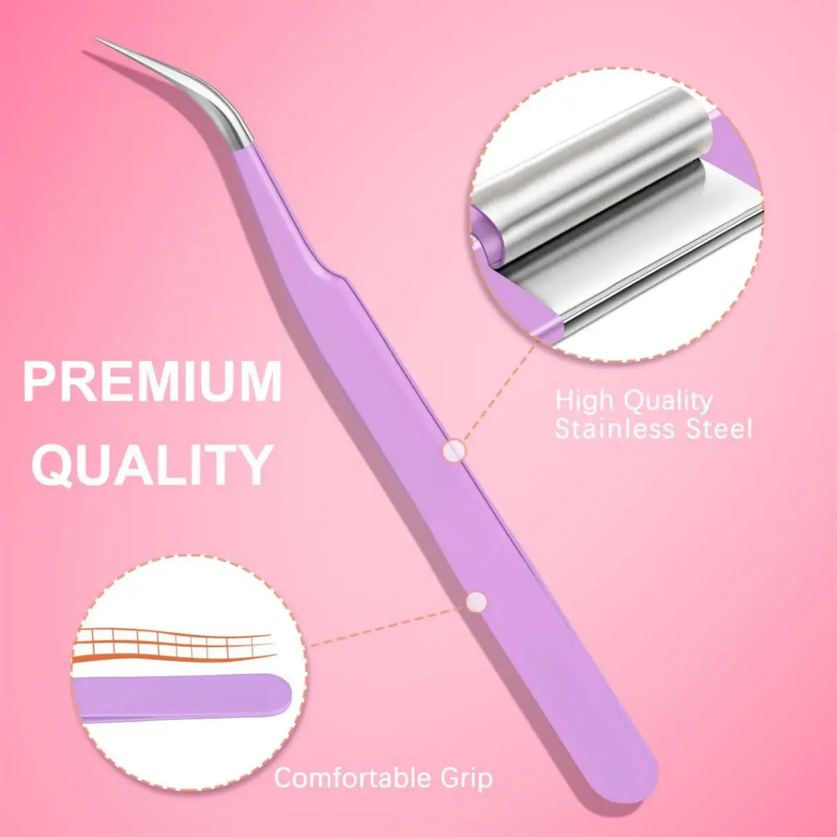 Pinzas para extensiones de pestañas, pinzas para pestañas de volumen rectas y curvadas de alta precisión para manualidades de extensiones, principiantes, 5 uds.