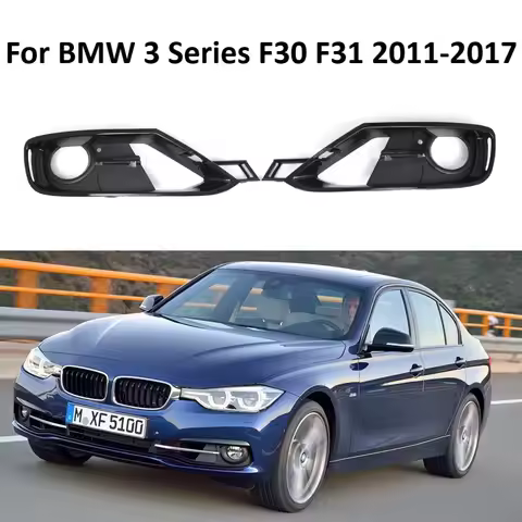 Left Right Gloss Black Car Front Bumper Partially Open Grid Fog Light Grille Plastic Fit for BMW F30 F31 2012 2013 2014 2015