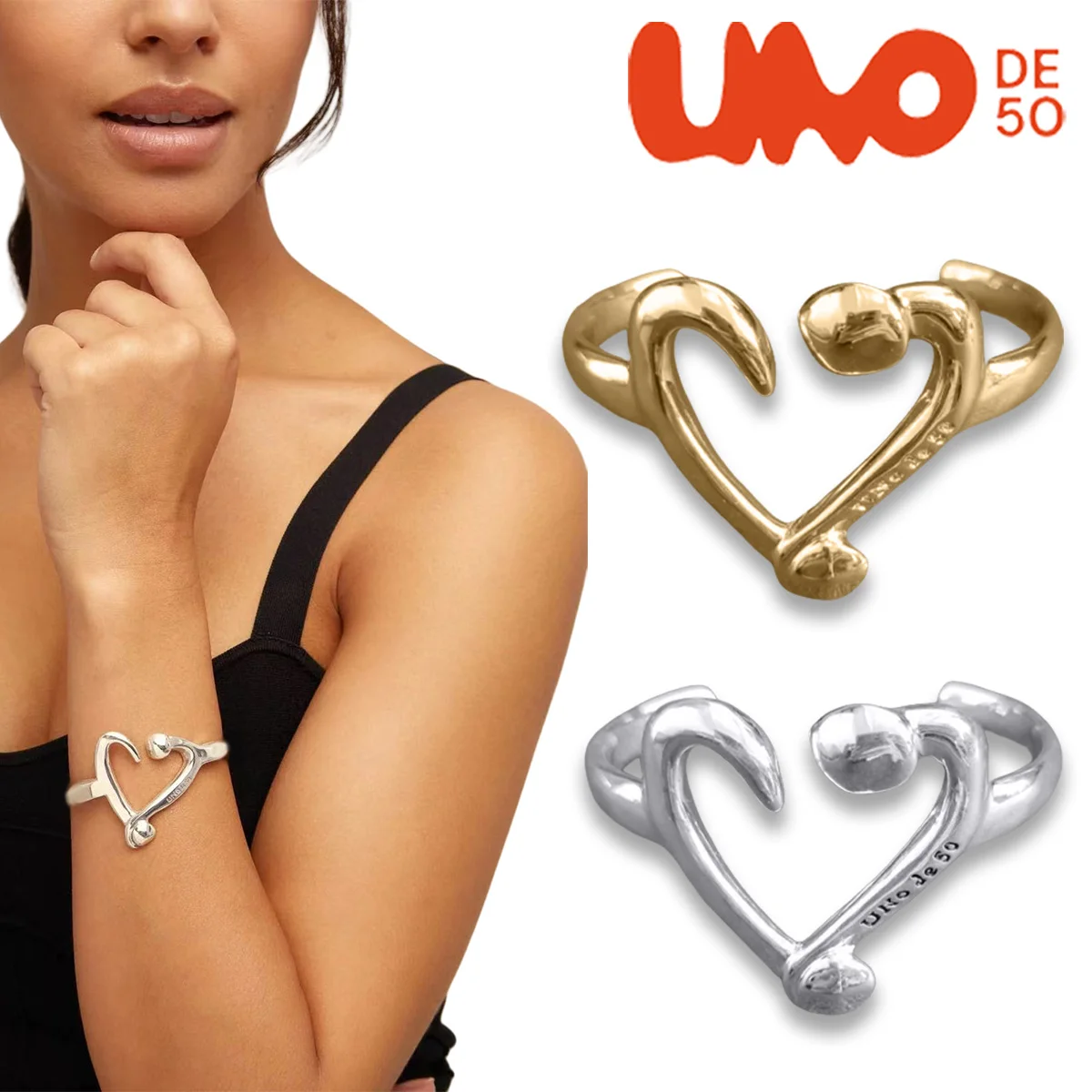 

UNODE50 Bracelet Trendy brand fashionable heart-shaped bracelet, personalized and popular, niche