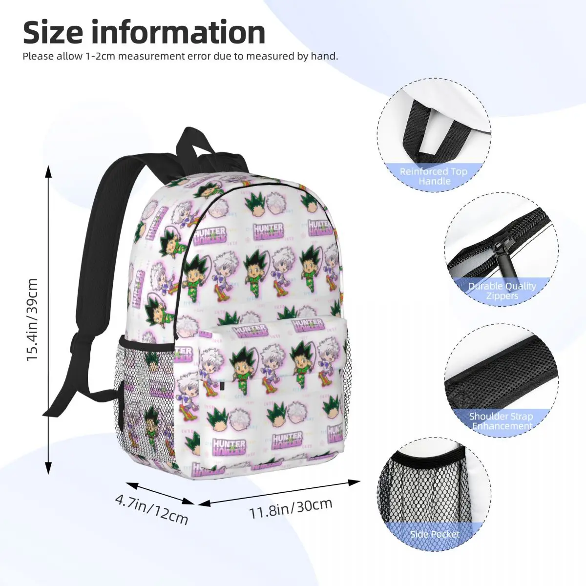 Anime HXH Hunter Hunter Backpack Daypack Large Capacity Boys Girls BookBag Shoulder Bags for Men Women School Bag