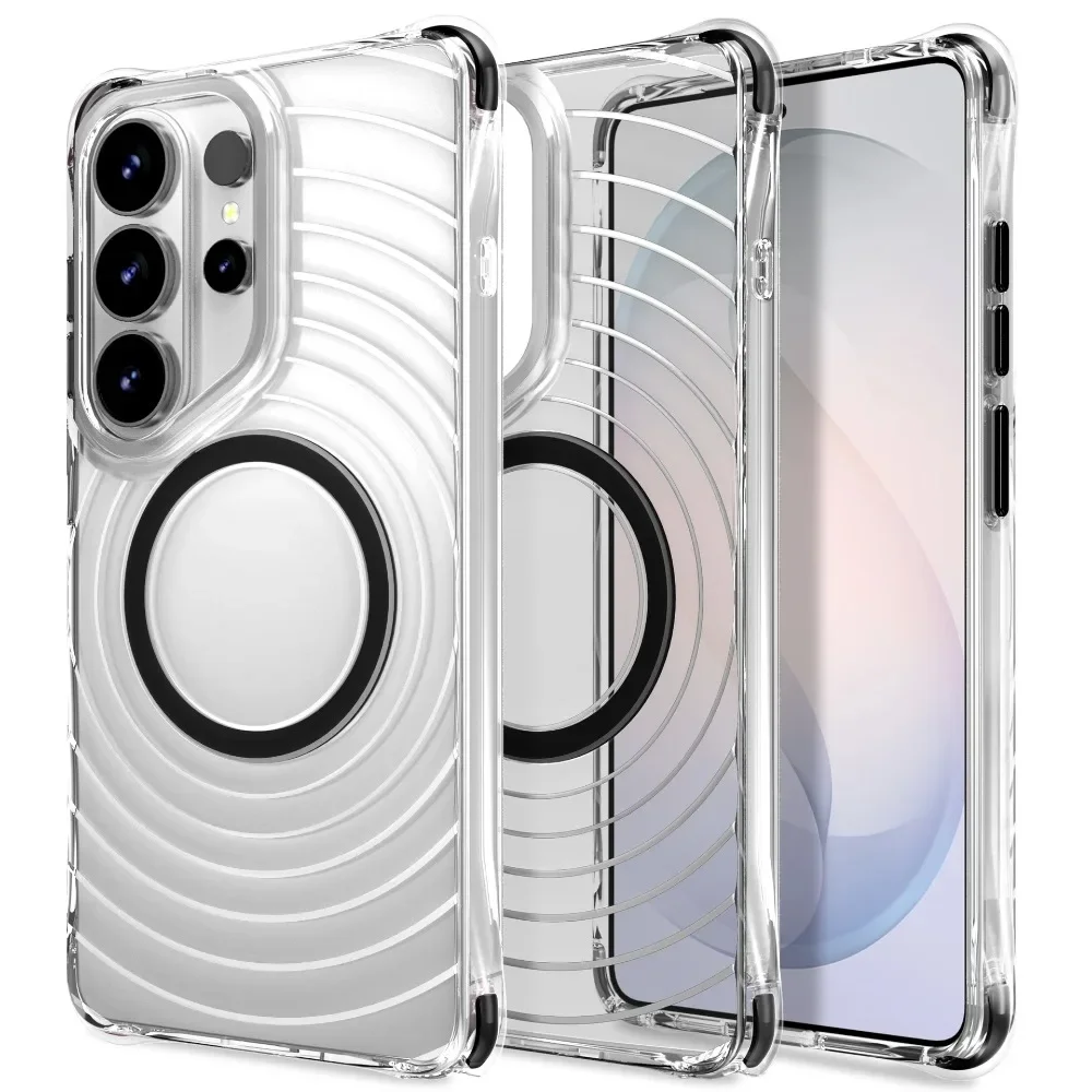 Premium Soft Water Ripple Clear Case For Samsung Galaxy S26 S25 S24 S23 Ultra Plus For Magnetic Magsafe Wireless Charging Cover