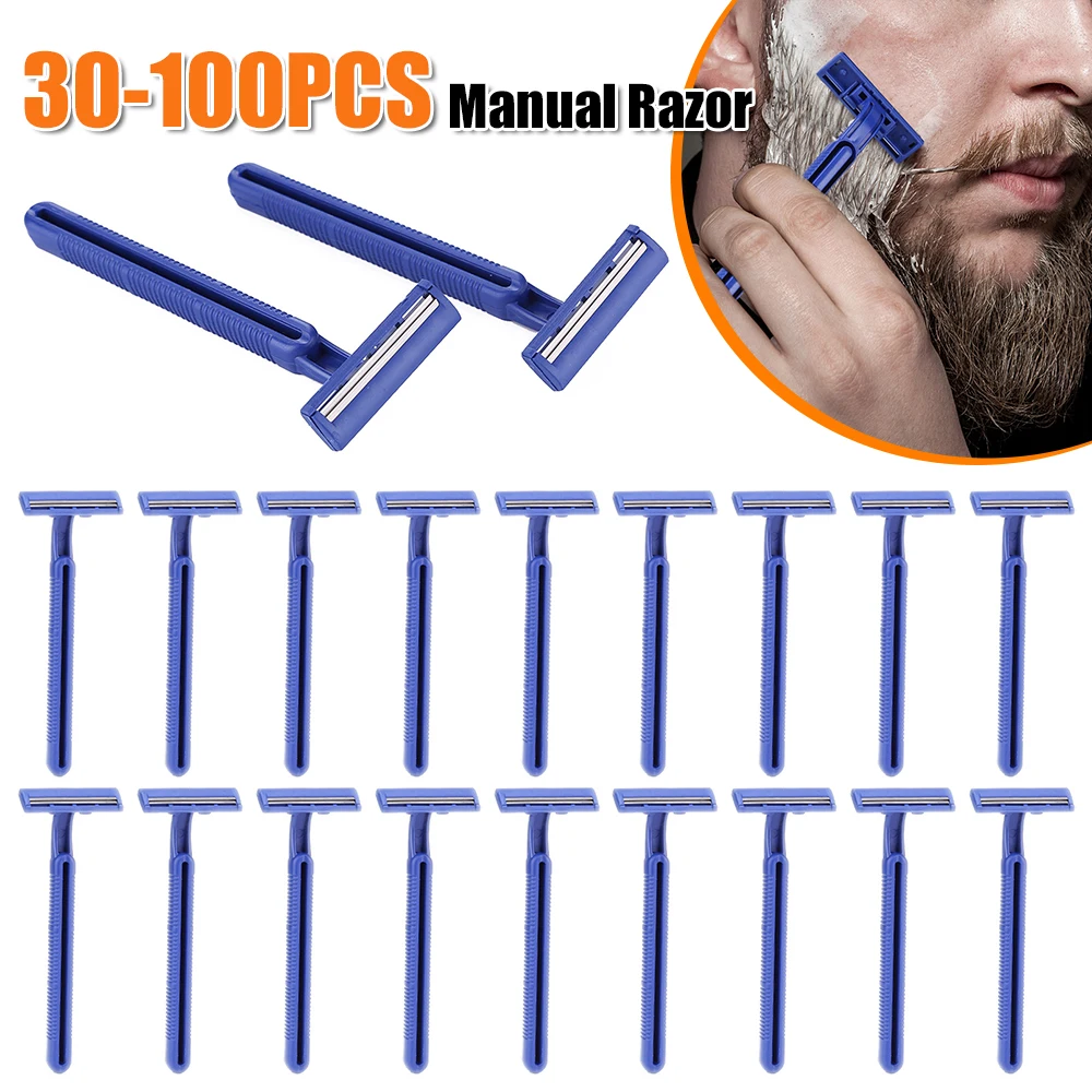 جهاز حلاقة للرجال بحافة مزدوجة، شفرة فولاذية للاستعمال مرة واحدة، ماكينة حلاقة آمنة لإزالة شعر الوجه والجسم، ماكينة حلاقة يدوية