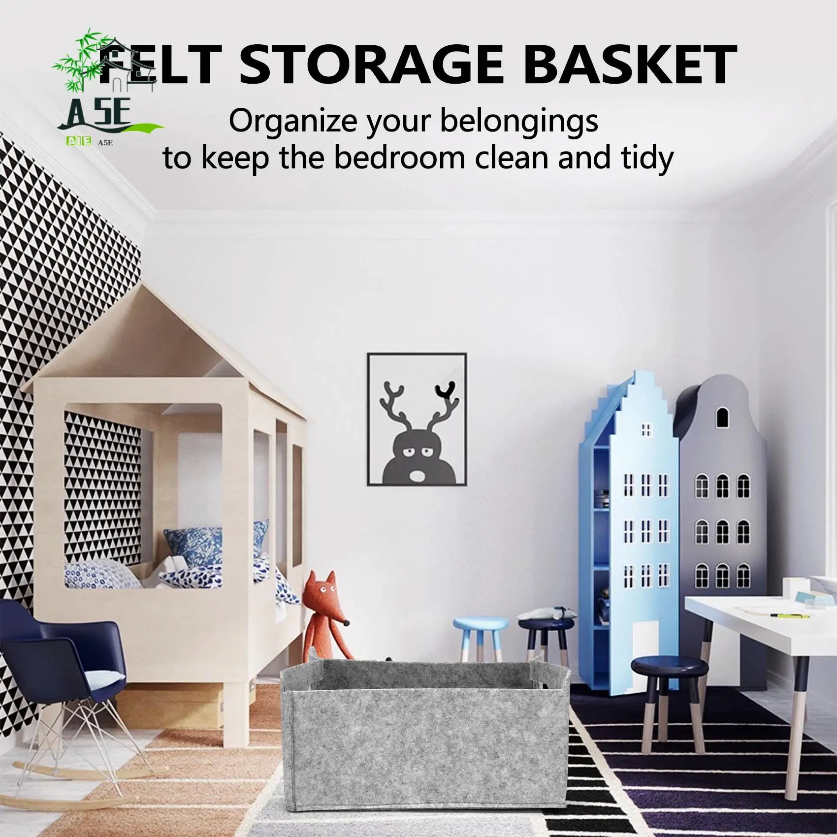 

A05E-2Pcs Felt Storage Basket/Bin With Handles, Collapsible & Convenient Storage Solution