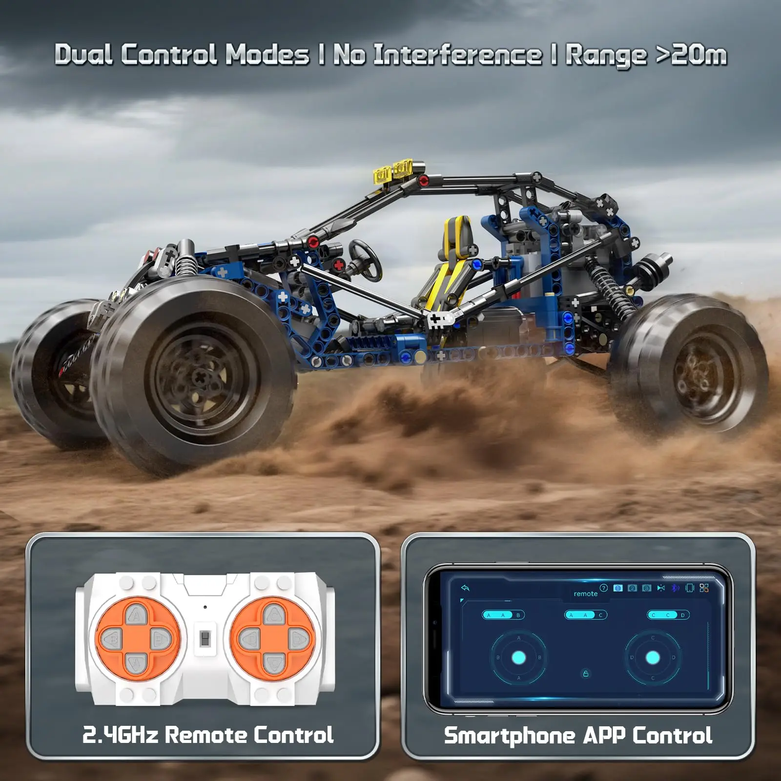 Schimmel Koning 18018 Technische Auto Speelgoed De Moc-3028 APP & RC Gemotoriseerde Blue Lightning Buggy Model Bouwstenen Bricks Kids geschenken