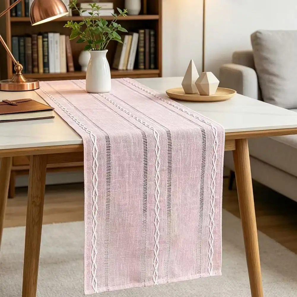 Long Table Runner Cotton Linen Table Runner for Dining Table Rustic Embroidered Boho Lace Cloth Nordic Minimalist Long for Home