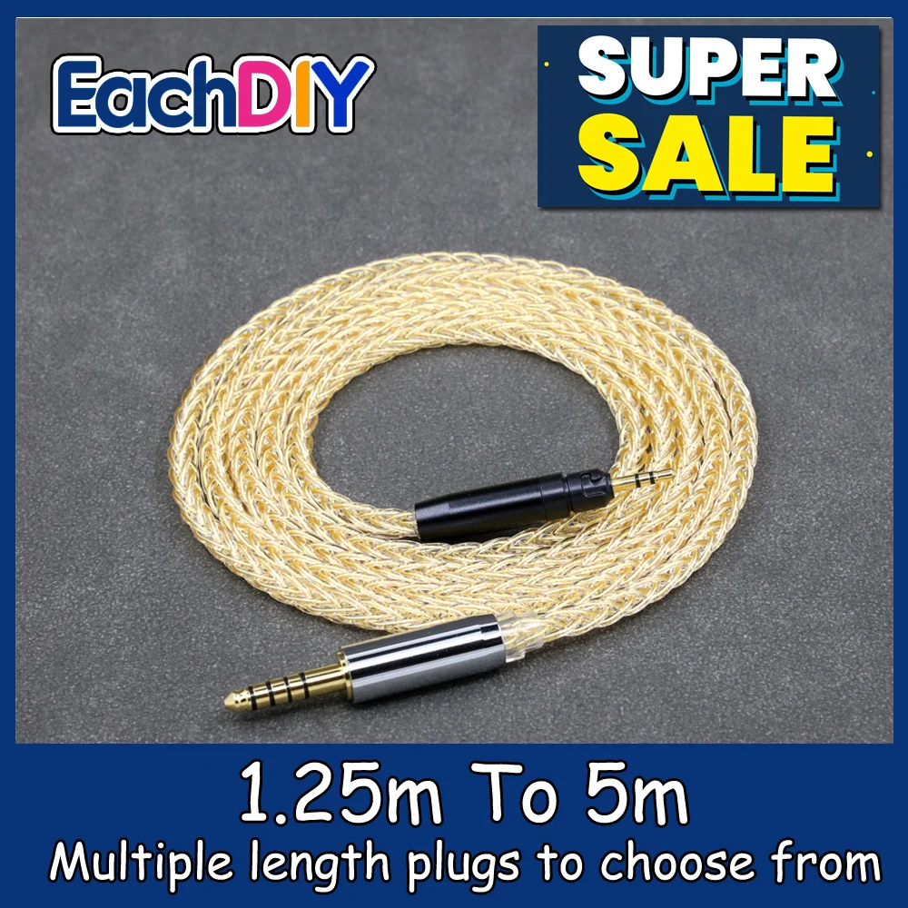 

8 Core 99% 7n Pure Silver 24k Gold Plated Earphone Cable For Ultrasone Performance 820 880 Signature DXP PRO STUDIO LN008794