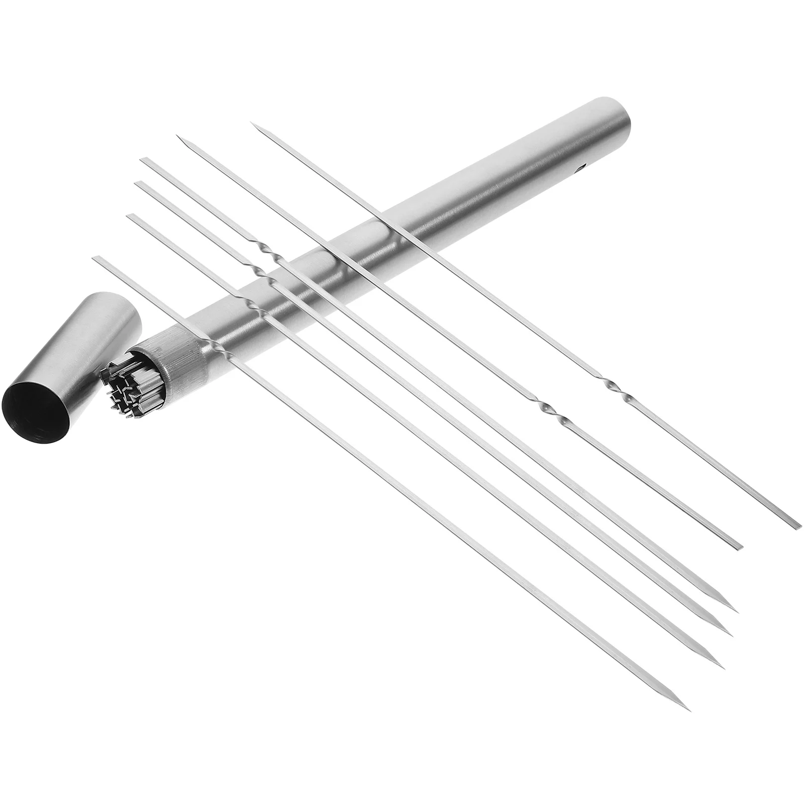 

1Set Barbecue Skewer Stainless Steel Flat Reusable Metal Skewers for Grilling Outdoor Camping Picnic Bbq Sticks Storage Tube