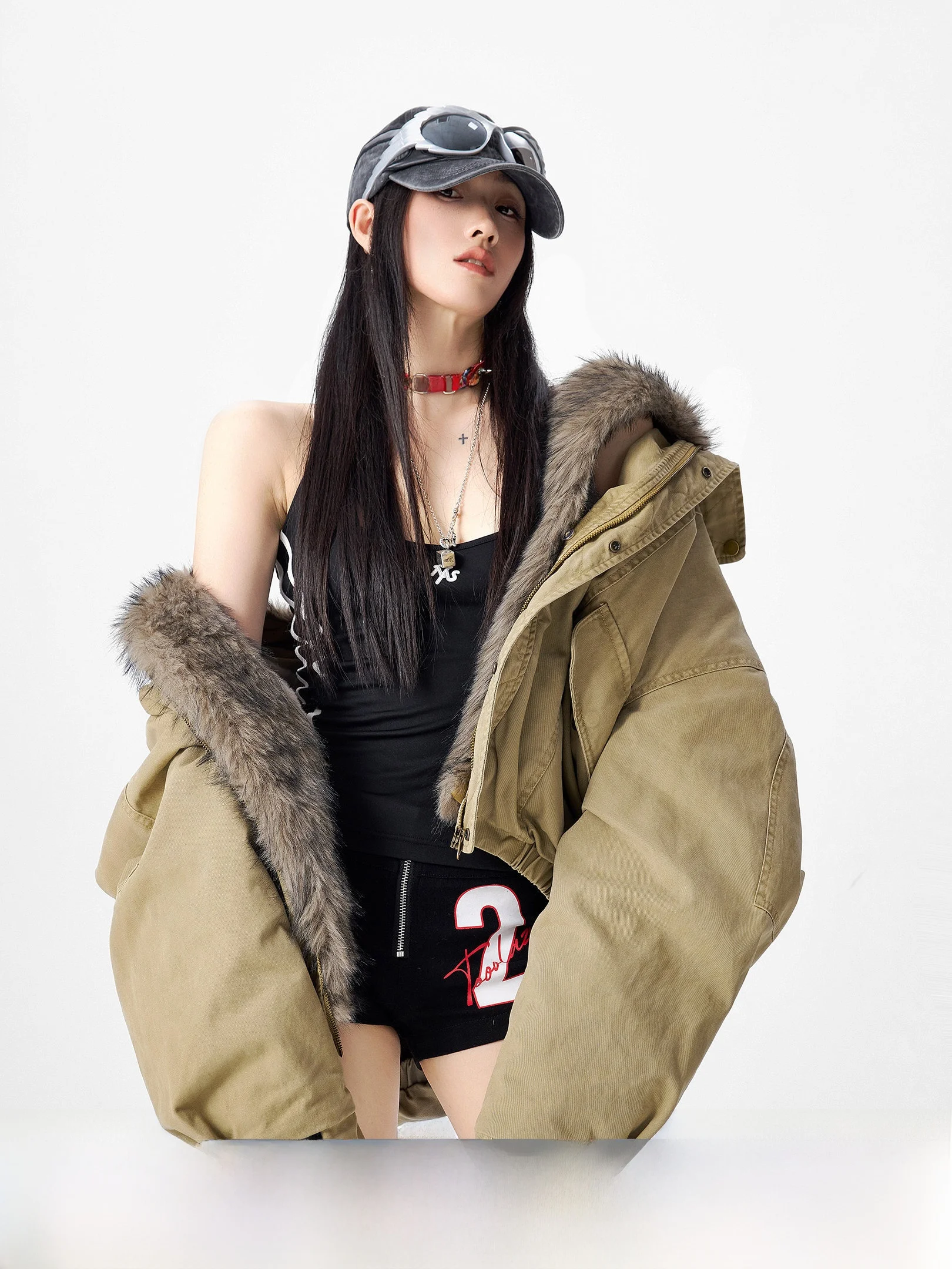 

Ichmode American Sle Cotton Jaet Women's New Winter Warm Thiened Coat with Fur Collar Workwear Stand Fit ort Coat