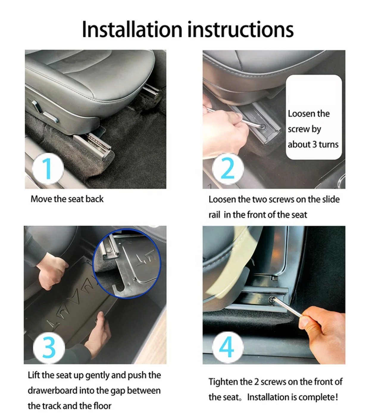 New Design 6L Large Capacity Drawer for Model Y Under Seat Storage Box Accessories