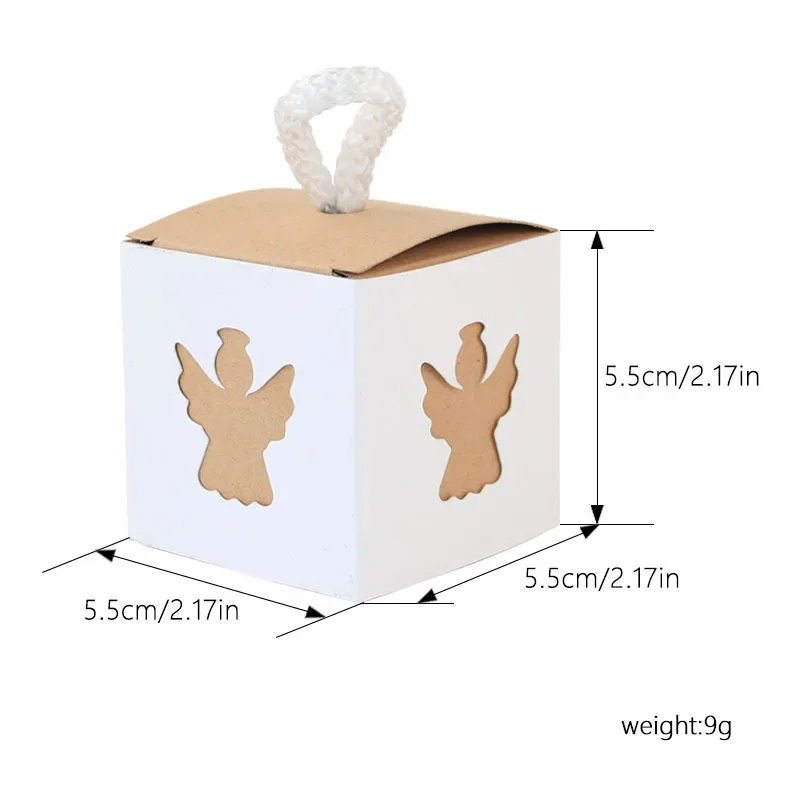 50pcs European angel bear Holy Grail cross retro kraft paper square box candy packaging wedding candy box wj105