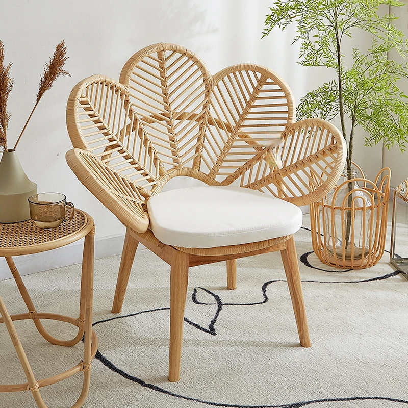 

Peacock rattan chair Nordic rattan chair single creative Southeast Asian furniture small sofa ins flower chair