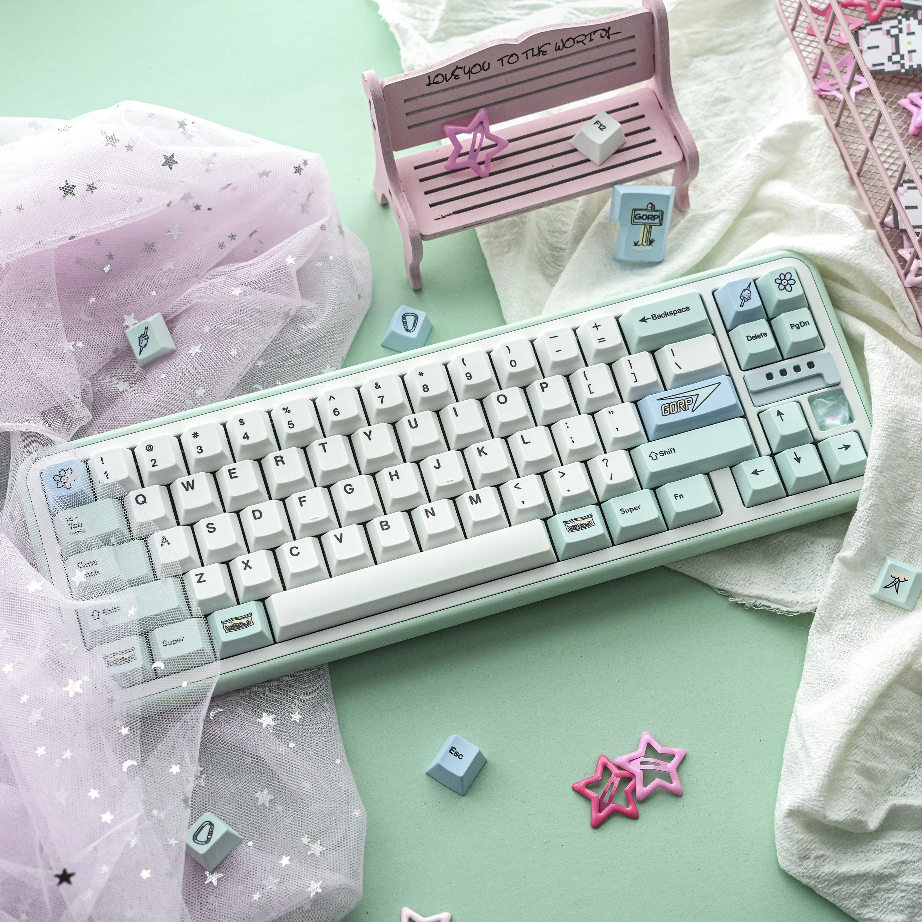 White Keycaps Cherry Profile Dye-Sublimation PBT Custom Keycap Set for MX Mechanical Keyboards