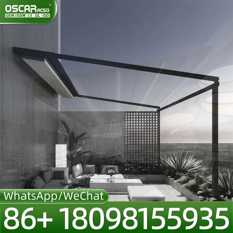 Retractable Garden Patio Screen with Zip Track Motorized Outdoor Blinds for Backyard Porch Balcony Retractable Canopy Pergola