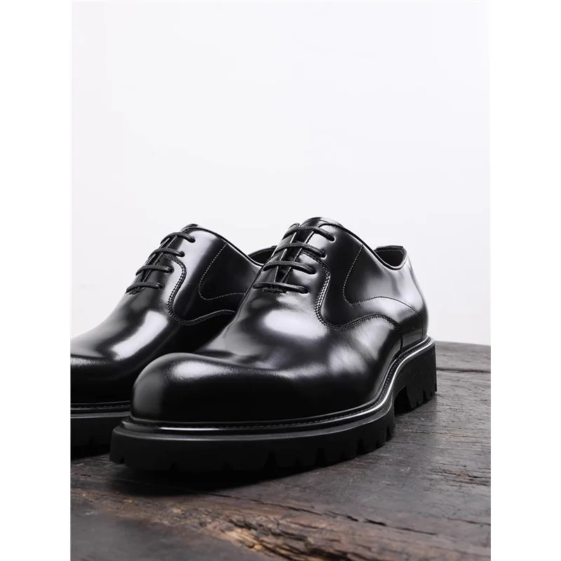 

British Style Trendy Formal Business Young Commuter Shiny Oxford Groom Wedding Thick Sole Height Increasing Casual Leather Shoes