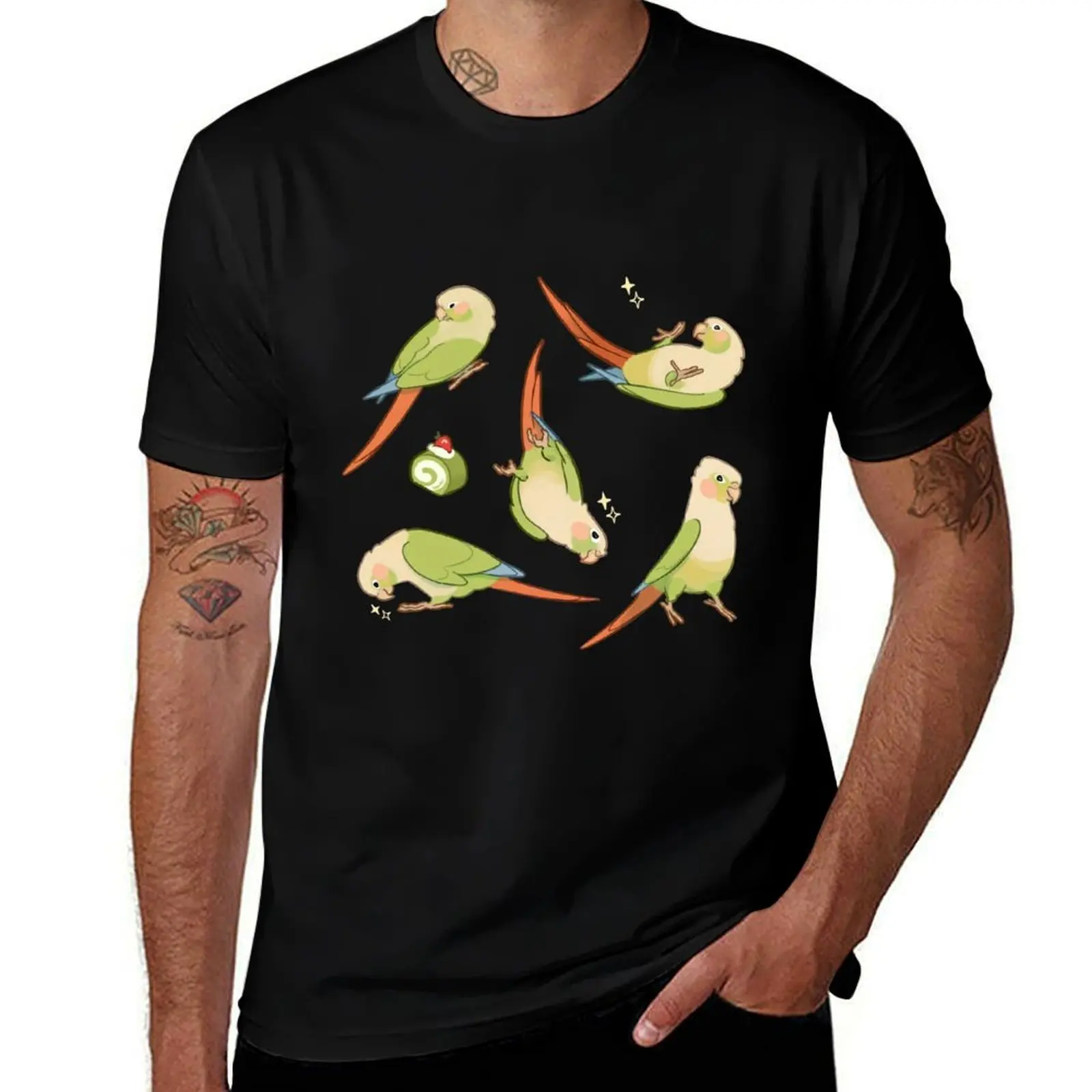 Cheeky conures - Cinnamon colors T-Shirt Soft Touch Basic Cotton T-Shirt