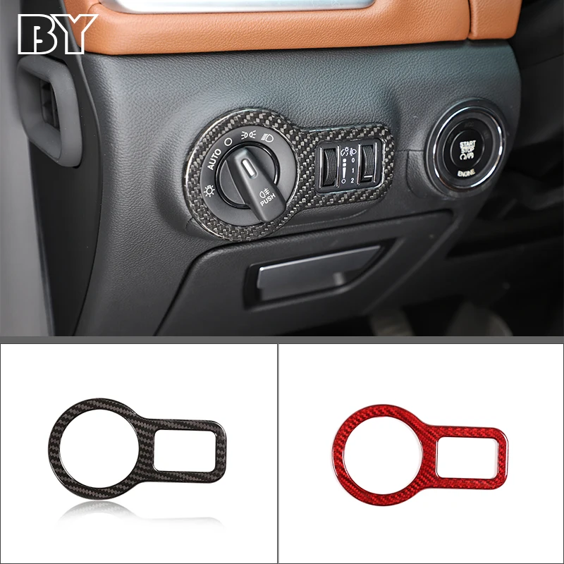 

For Maserati Ghibli Quattroporte 2014-2021 Interior Real Carbon Fiber Modified Headlight Switch Decoration Sticker Accessories