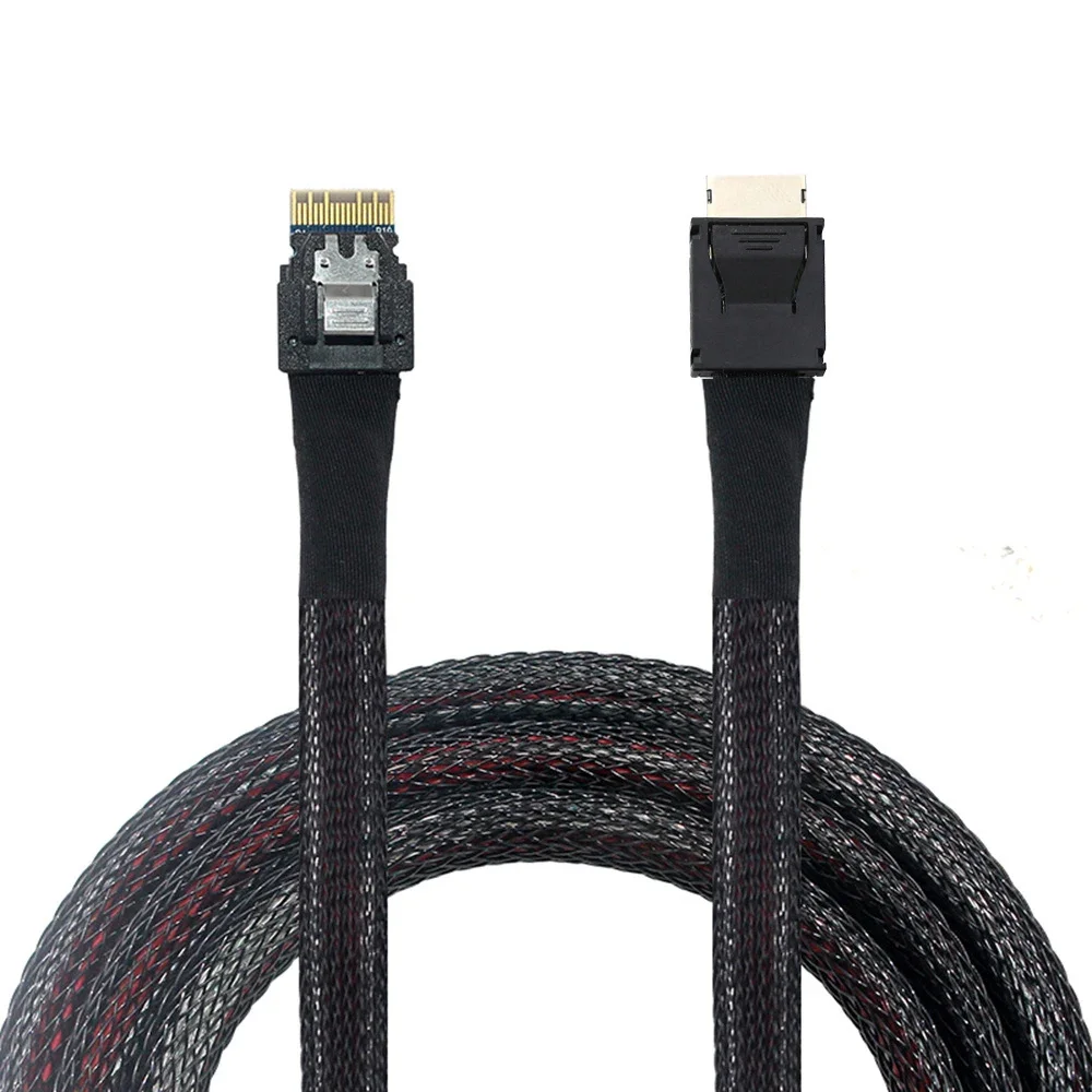 PCIe 4.0 x4 SFF-8654 4i to Oculink SFF-8611 4i Cable, High Speed SAS Slim to Oculink Adapter for Nvme SSD Server GPU Workstation