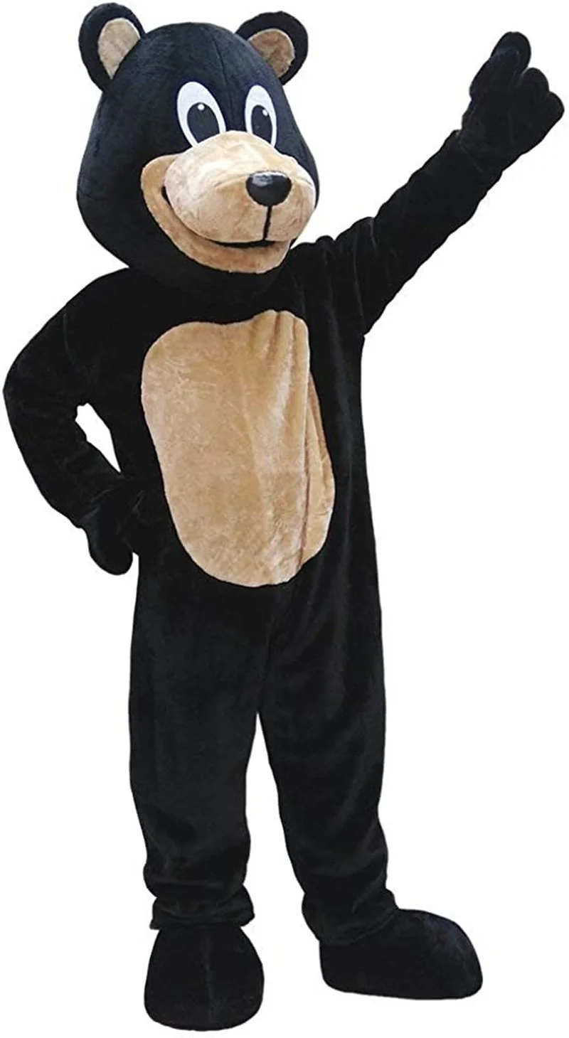 Deluxe Black Bear Mascot Costume Adult Size for Men & Women Animal Cartoon Costume for Halloween Christmas Party School Game