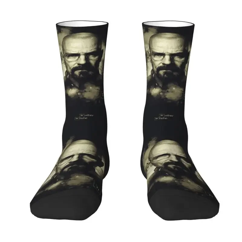 Novelty Print Walter White Socks for Men Women Stretchy Summer Autumn Winter Heisenberg TV Show Crew Socks