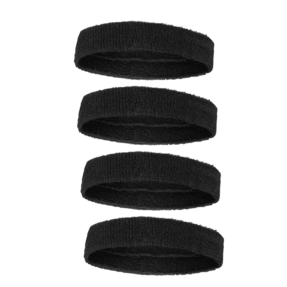 

4 Pcs Towel Headband Hair Bands Cototn Hairband Mens Headbands Black Sweat Absorbing Sports