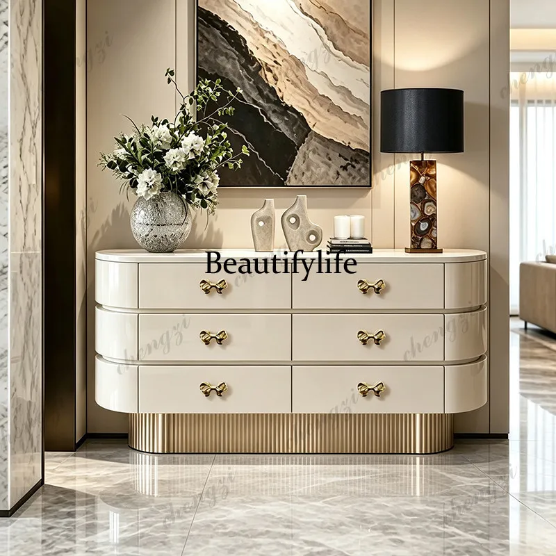Italian light luxury solid wood chest, bedroom high-grade paint, bedside jewelry cabinet, French cream wind cabinet