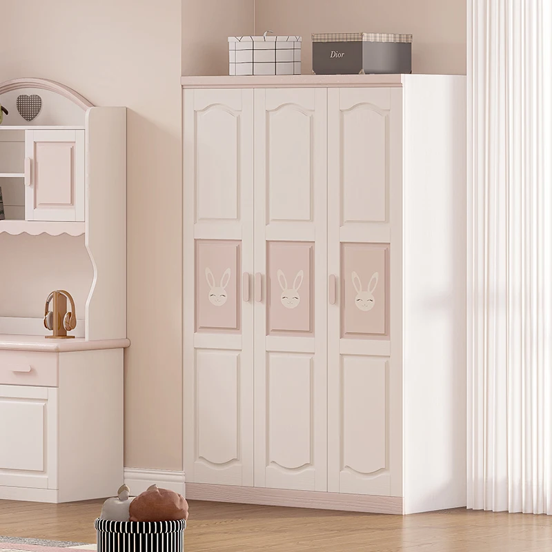 Armario de lujo para niñas, ropa de apartamento de madera nórdica europea, armarios de Hotel, almacenamiento de dormitorio, muebles para el hogar armables Ropero