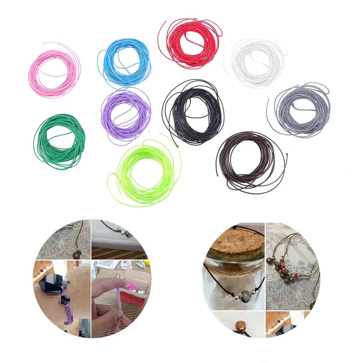 

10pcs Waxed Cotton Cord 1mm Diameter 10M Length Each Simple Practical DIY Bracelet Necklace Making Wax Rope Macrame