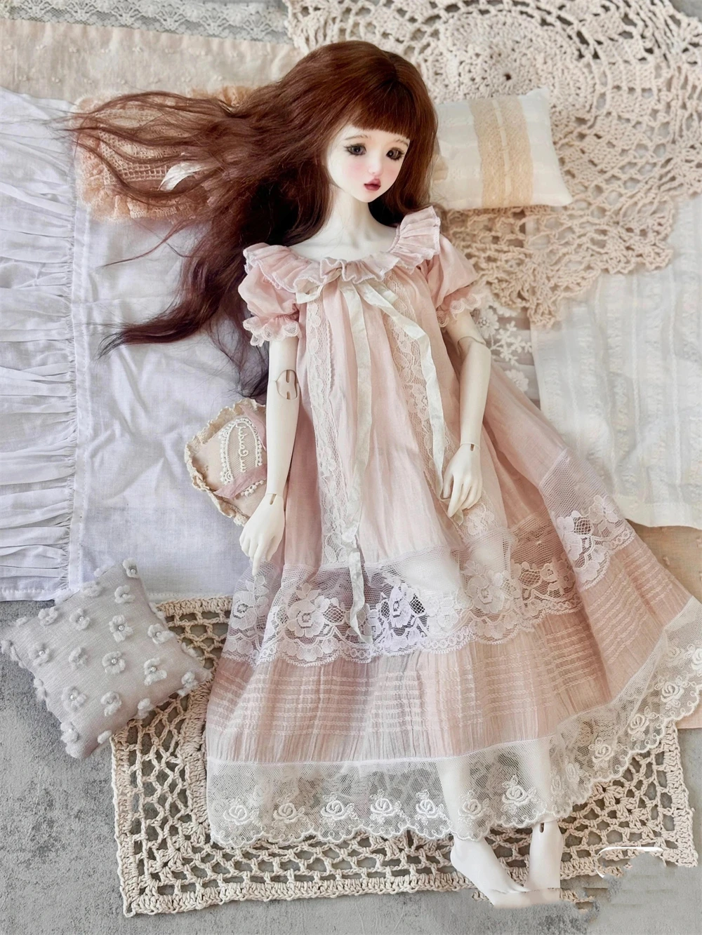 

Одежда для кукол BJD, подходящая для милой кукольной одежды размера 1/4, ночная рубашка в стиле ретро, аксессуары для кукол