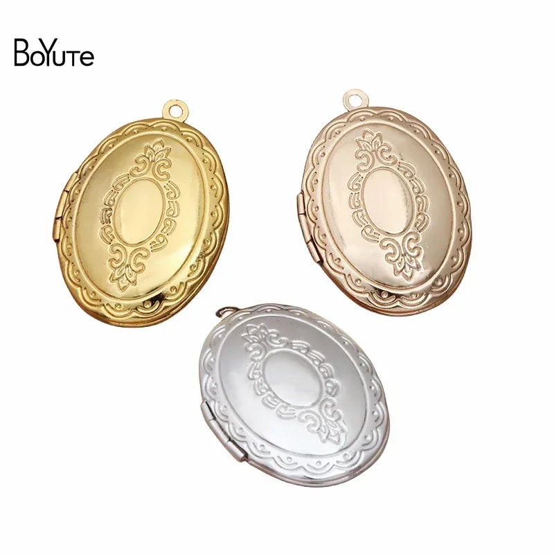 BoYuTe (10 Pieces/Lot) 23*30*8MM Metal Brass Oval Shaped Floating Locket Factory Direct Sale Photo Locket Pendant