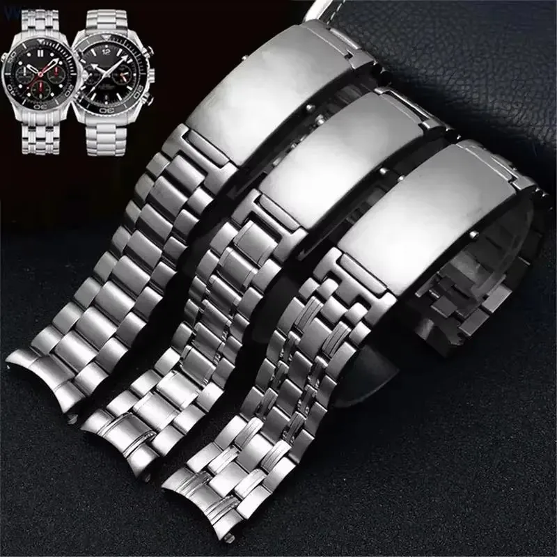 

904 Solid Stainless Steel Watch Strap Chain for Omega 007 seamaster speedmaster planet ocean Bracelet Sports watchband 20mm 22mm