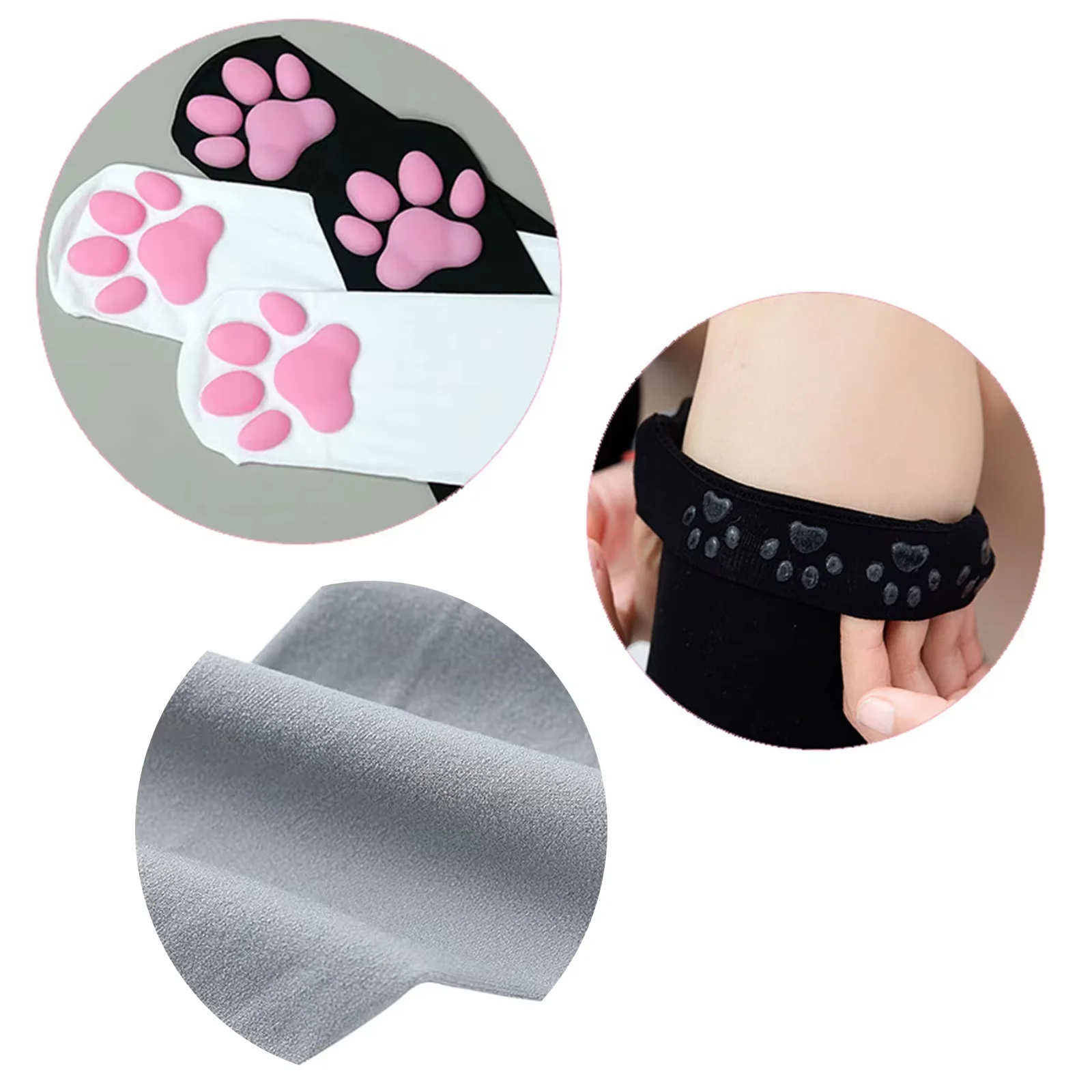 Women Soft Cute Cat Paw Knit Thigh High Socks, Cozy Charming Design, Ideal for Cosplay, Festivals and Daily Wear