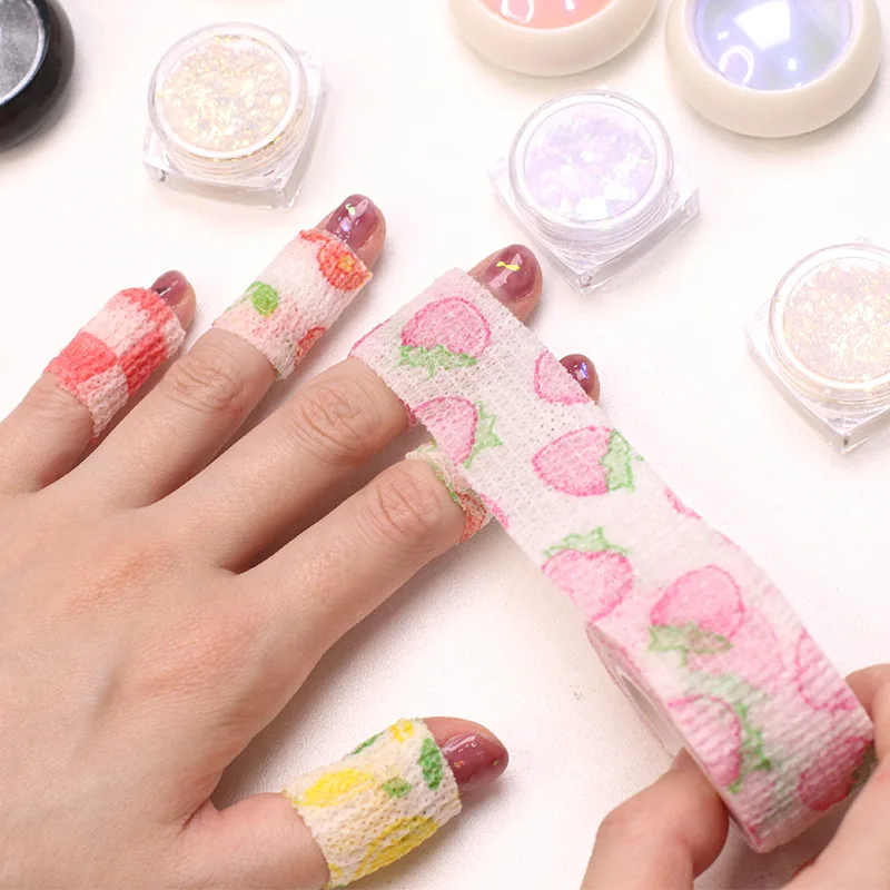 1/2/3Pcs Nail Finger Protection Bandage Strawberry Lemon Pattern Tape Breathable Protective Self Adhesive Bandage Manicure Tool