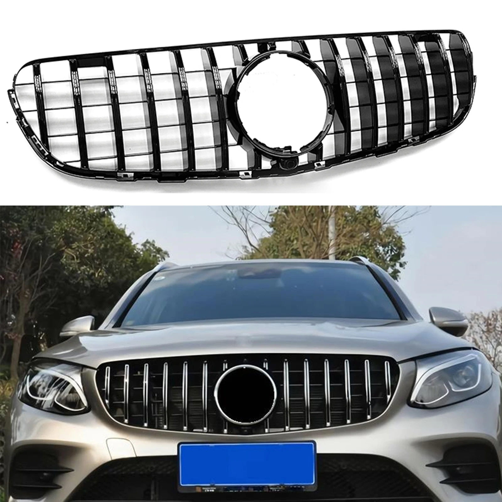 Car Front Bumper Hood Mesh Grille Upper Racing Grill Grid For Mercedes-Benz GLC W/X253 GLC250 GLC300 GLC350 2015-2019 GT