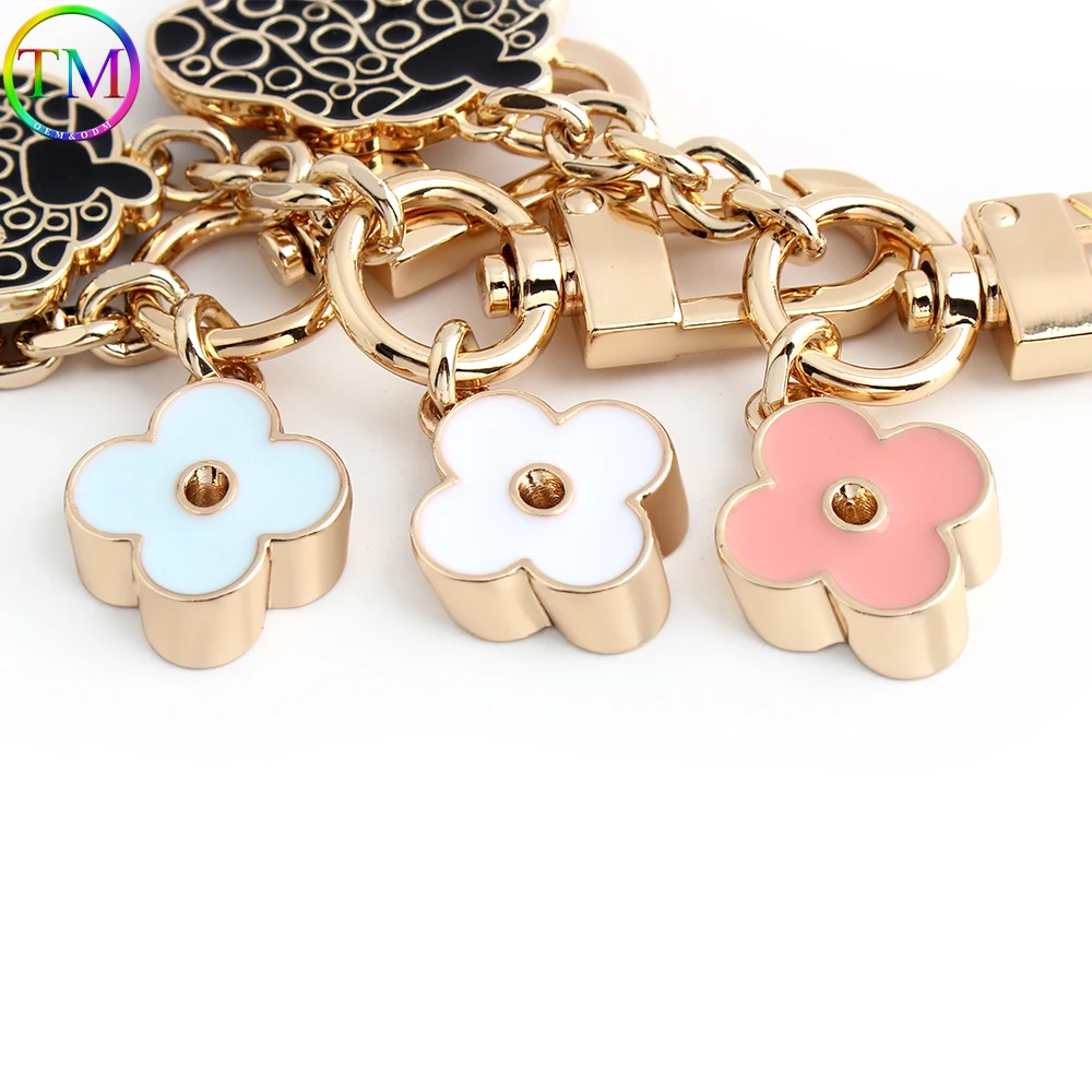 5/10/20 pçs length10cm flor de ameixa forma saco pingente chaveiro para mochila brinquedos dos desenhos animados charme chaveiro amigos presente acessórios