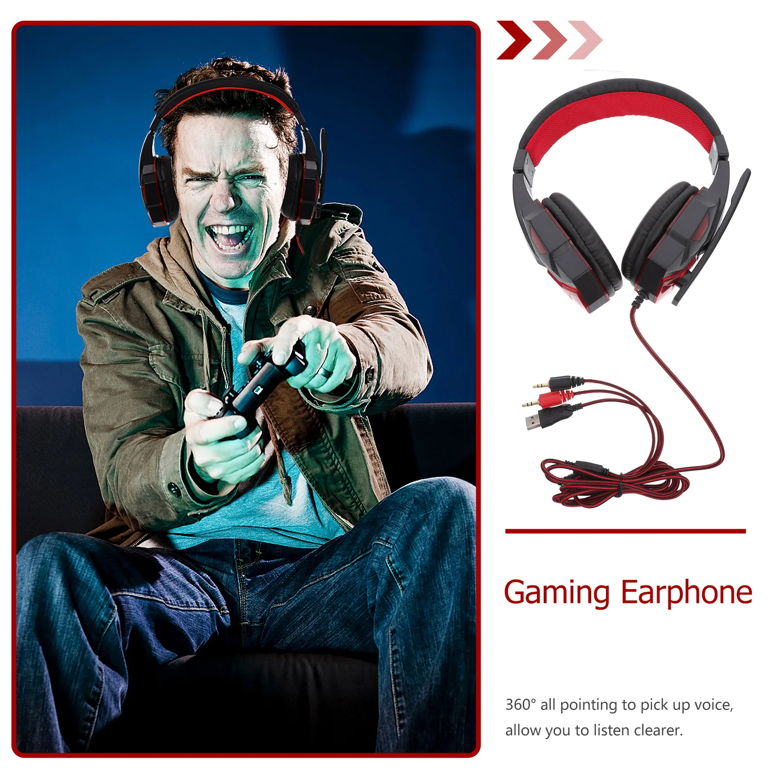 

Gaming Headset Pc Headset With Microphone Over Pad Breathable Protein Cushions Noise Cancelling Omnidirectional