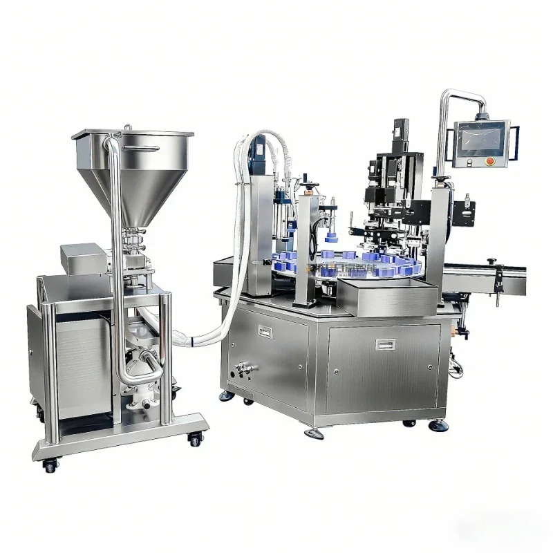 Máquina Llenadora de Cosméticos Líquidos, Máquina Todo en Uno para Llenado y Tapado de Tónico, Esencia, Agua, Loción y Aceite Esencial