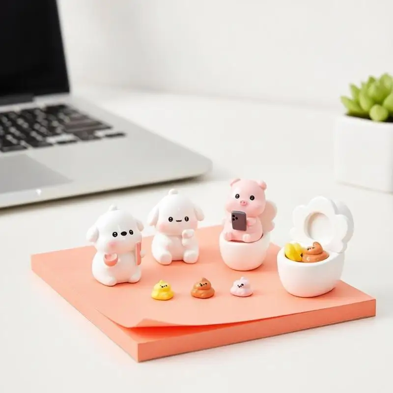 Cartoon Animal Toilet Figurines Funny Non-toxic Resin Ornament Cute Decor for Bathroom Desktop Home Kids Gift