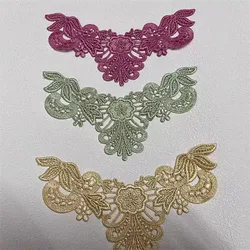 5Pcs/Lot 18*6cm Shiny Purple Gold Green Flower Gradient Sewing Motif Venise Lace Applique for Garment Embroidery Lace Patches