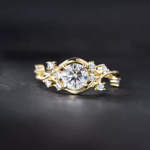 925 Silver Round Cut 1ct 2ct 3ct Moissanite Ring for Woman Gold Plated Zircon Cluster Rings Anniversary Gifts with Certificate