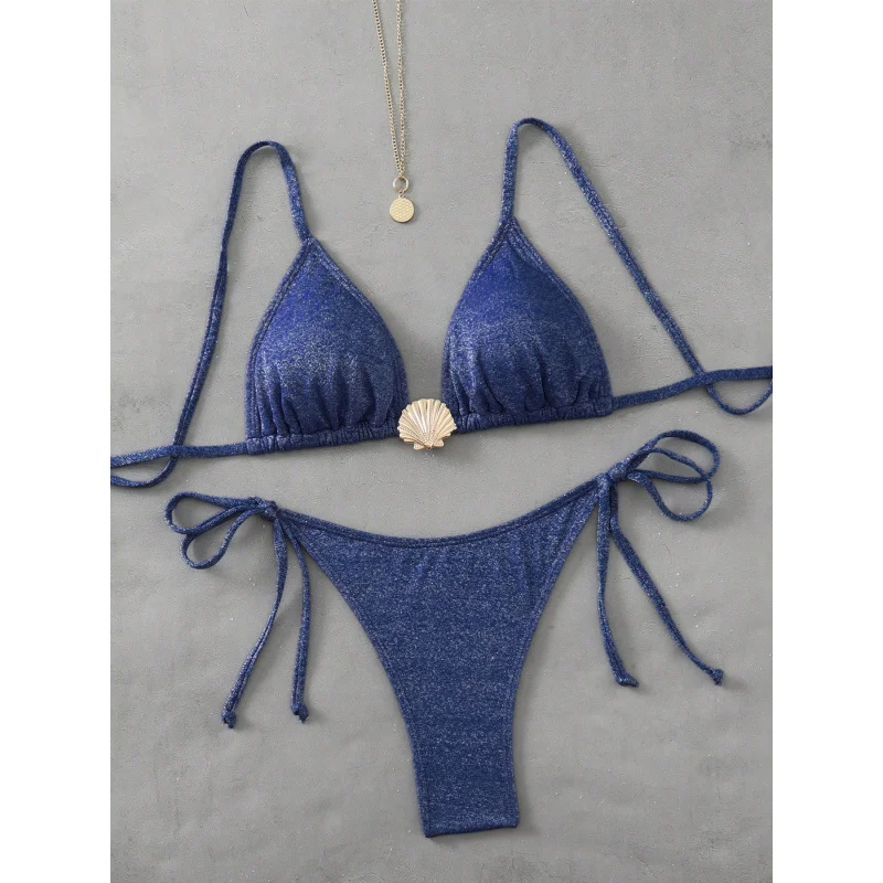 2025New Style Two-Piece Bikini Shell Swimsuit with Straps for Women Hot Sale