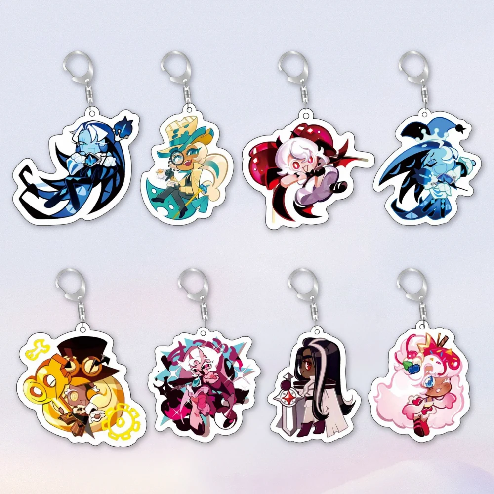 

Diy Custom Strawberry Cookie Game Series Q Version Acrylic Keychain Fashion Jewelry Cute Cartoons Backpack Pendant Holiday Gifts