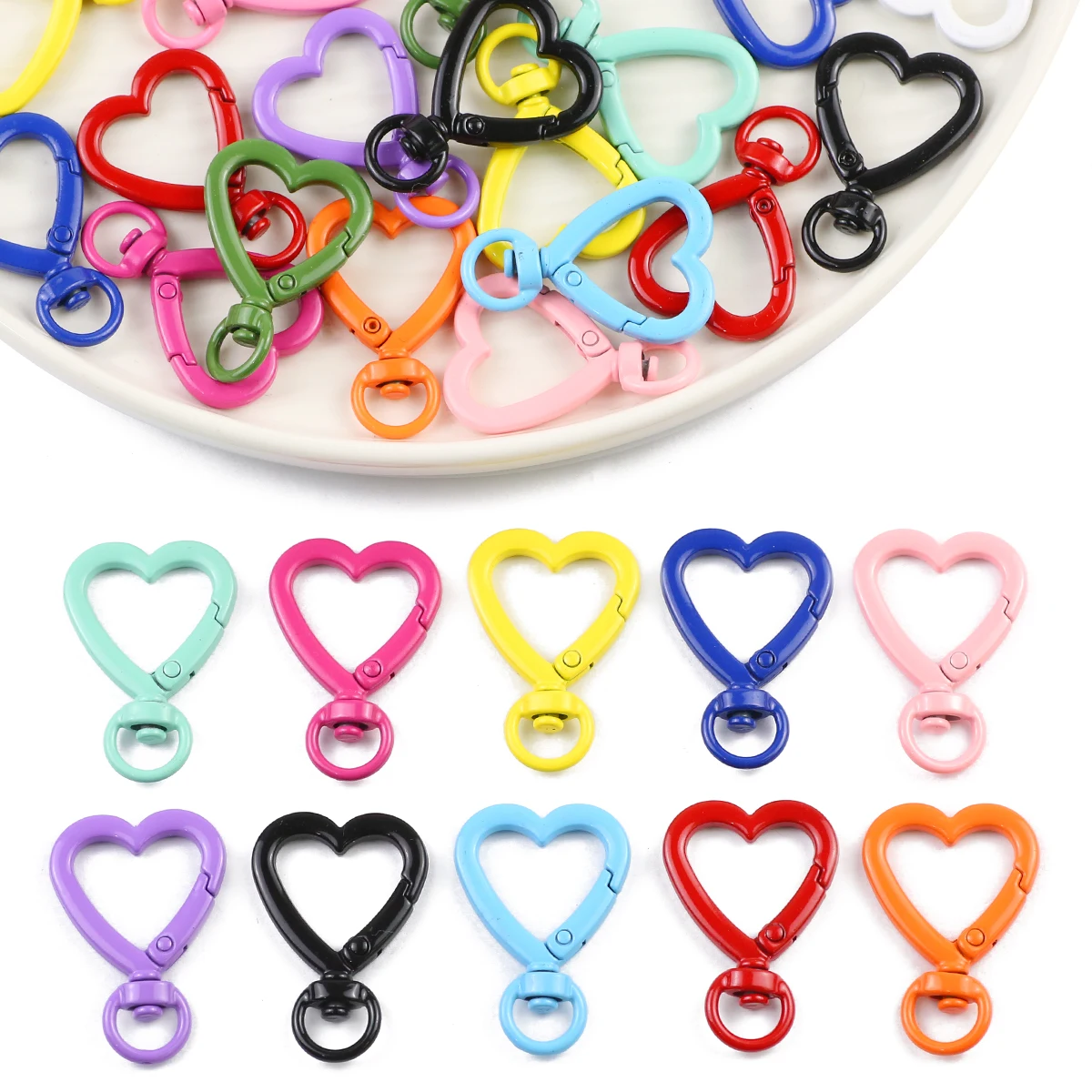 2~10Pcs Heart Pendant Lobster Clasp Spring Clasp Keychain Toy tag/label Connector For Jewelry Bracelet DIY Making Accessories